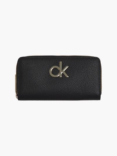 Calvin Klein Táskák & Kiegészítők HU012980 | Calvin Klein Large Zip Around Női Pénztárca Fekete